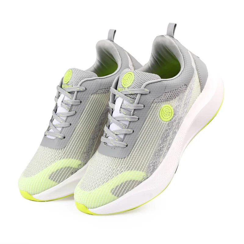 Bacca Bucci Grey and Neon Green Zippy Zest Flash Runners High-Performance Breathable Mesh Sports Shoes for Men | Best Price UAE